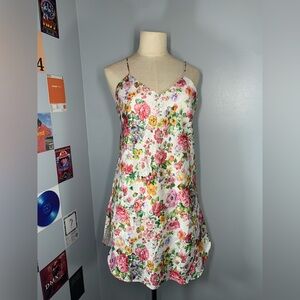 Vintage White Floral Slip Dress with Slits on the sides